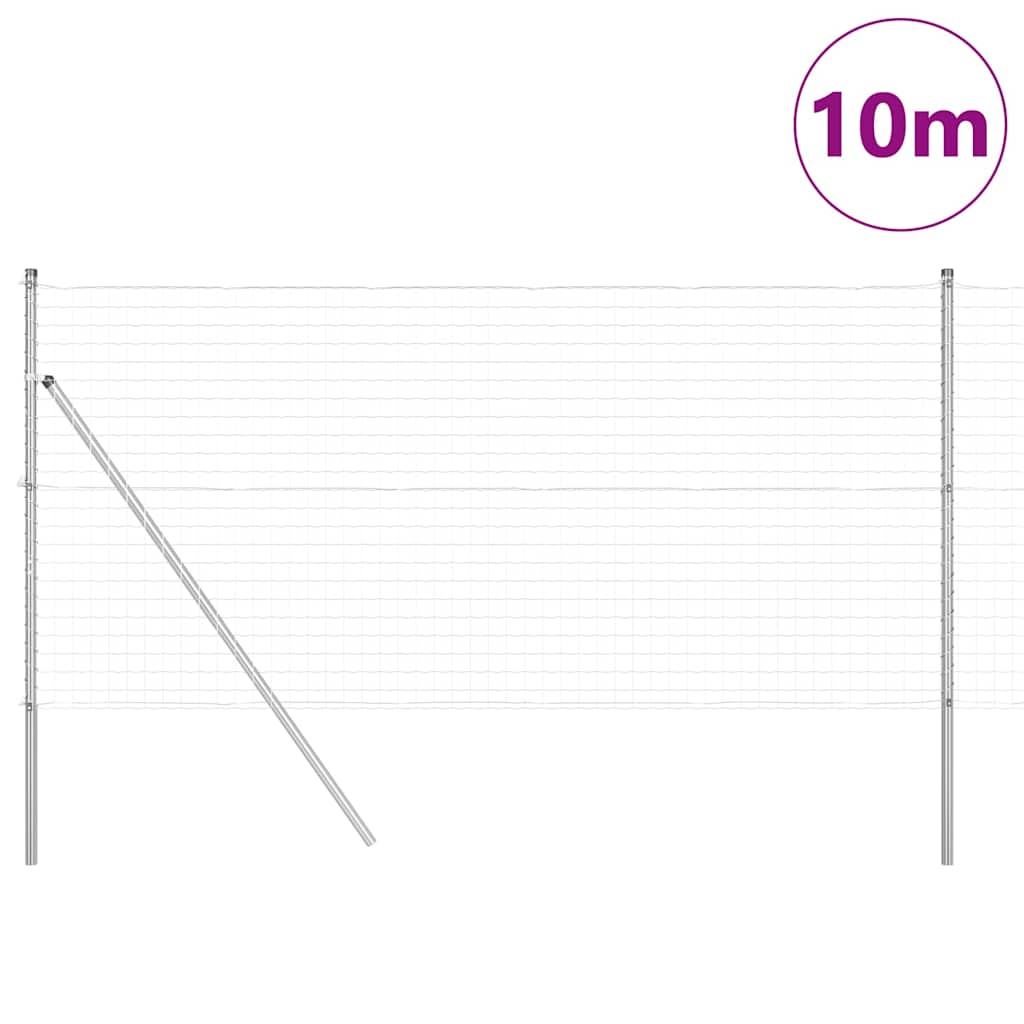 Ograda s postovima Srebrno 1 x 10 m Čelik i PVC