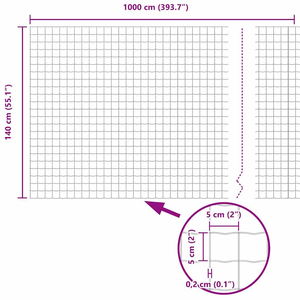 Ograda s postovima Srebrno 1,4 x 10 m Čelik i PVC