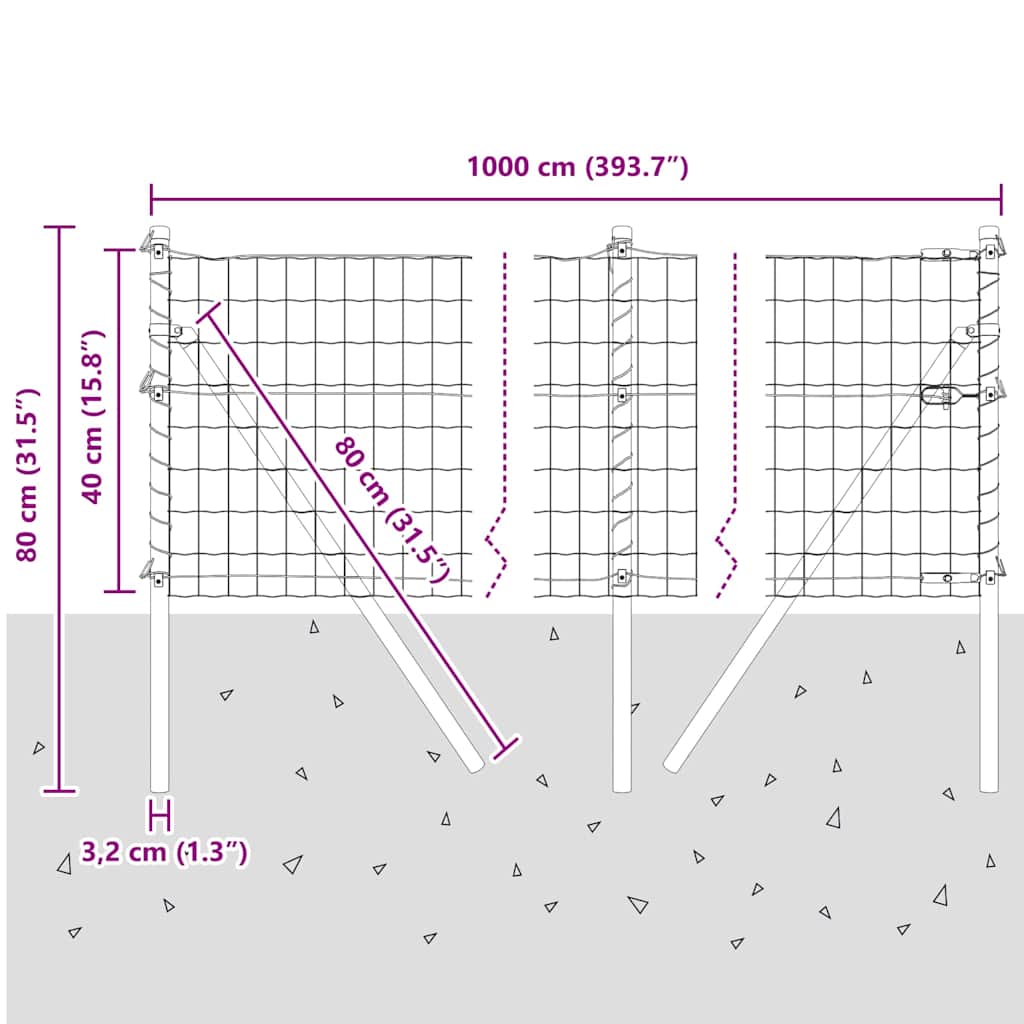 Temeljna zavarena žičana ograda 10 x 0,4 m (Š x V)
