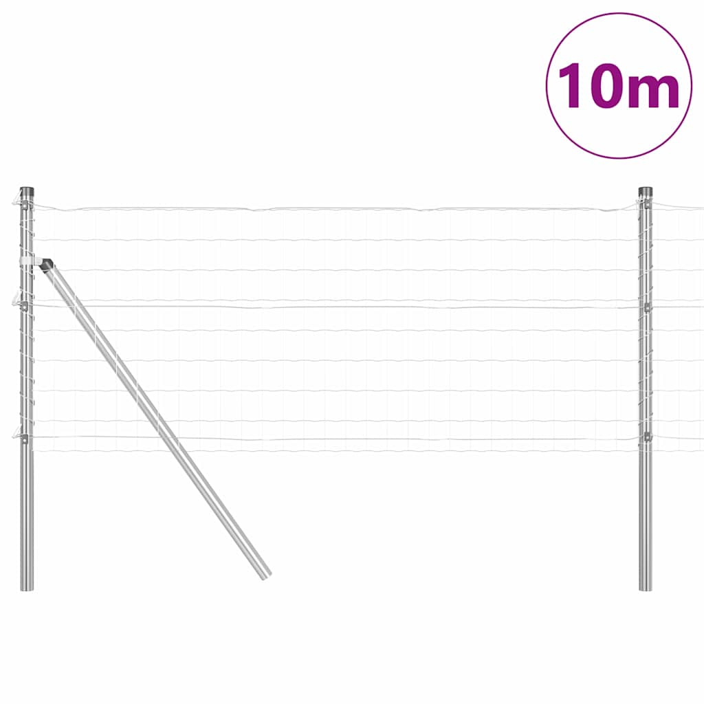 Ograda s postovima Srebrno 0,6 x 10 m Čelik i PVC