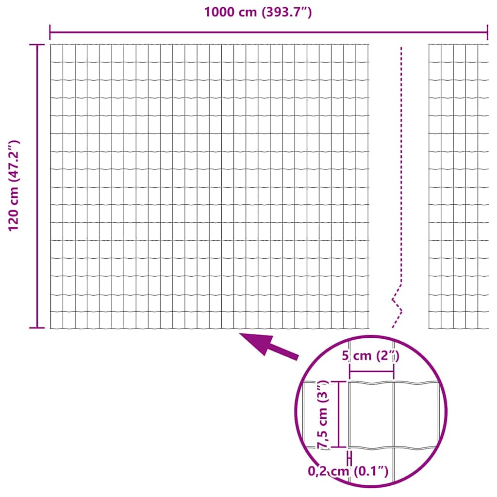 Ograda s postovima Srebrno 1,2 x 10 m Čelik i PVC