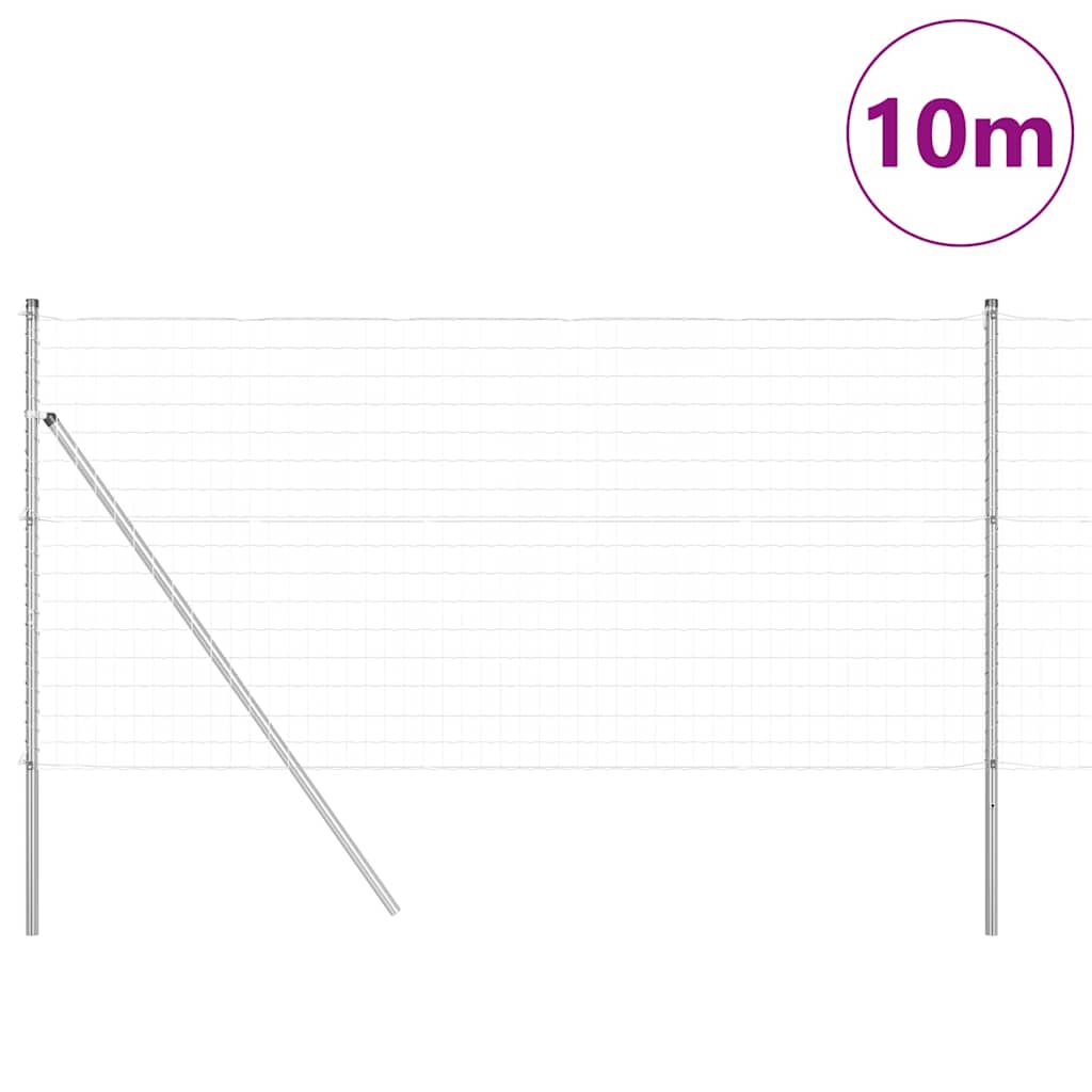 Ograda s postovima Srebrno 1,2 x 10 m Čelik i PVC