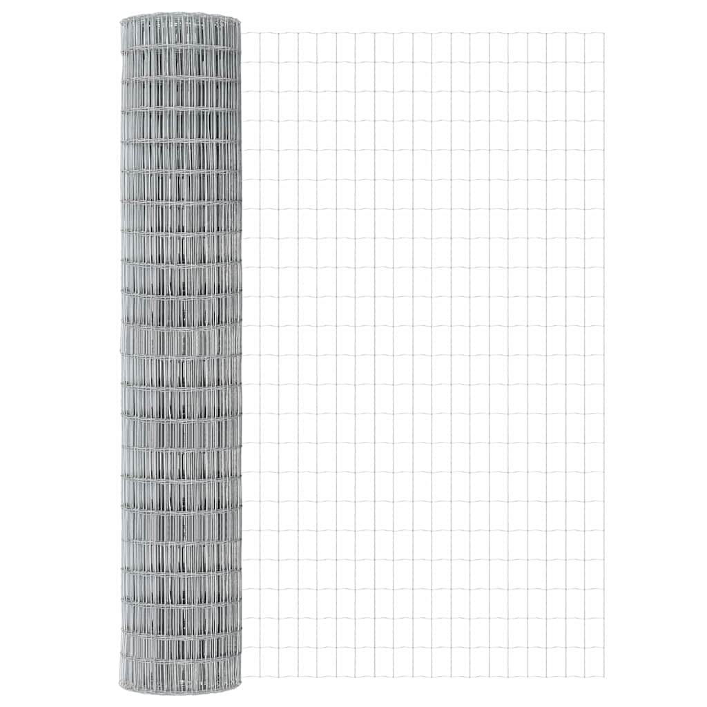 Ograda s postovima Srebrno 1,5 x 10 m Čelik i PVC