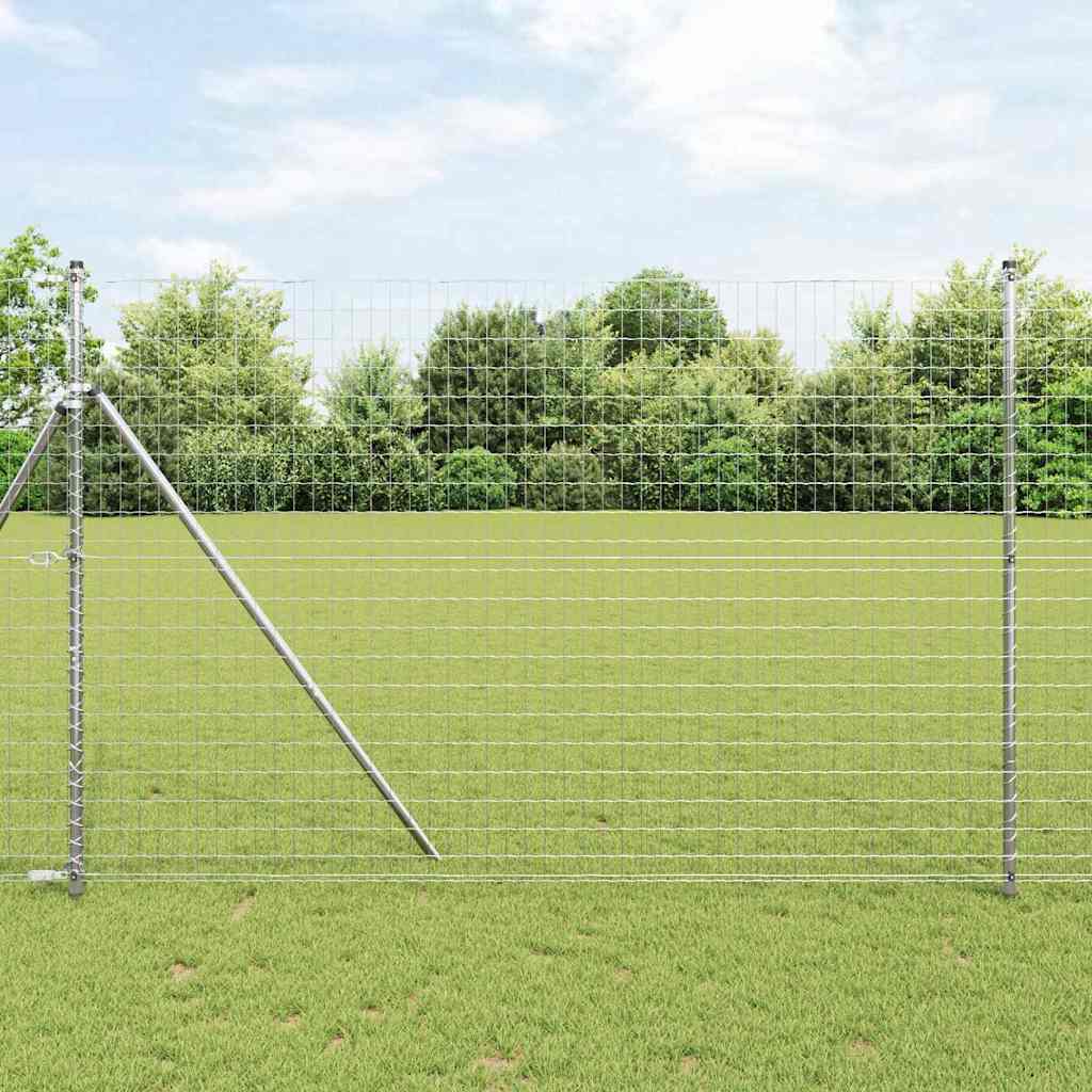 Ograda s postovima Srebrno 1,6 x 10 m Čelik i PVC