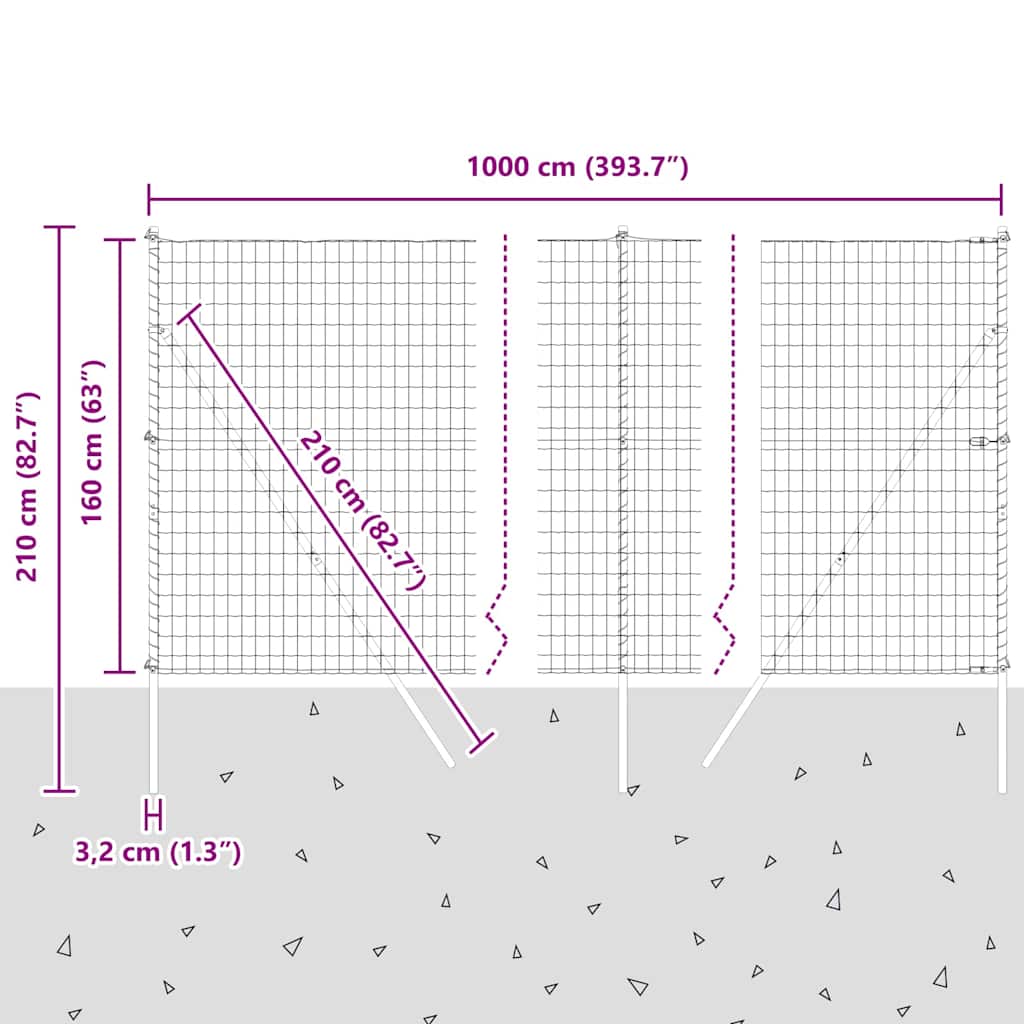 Ograda s postovima Srebrno 1,6 x 10 m Čelik i PVC