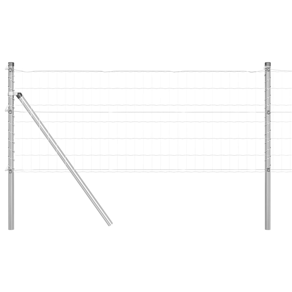 Ograda s postovima Srebrno 0,6 x 10 m Čelik i PVC