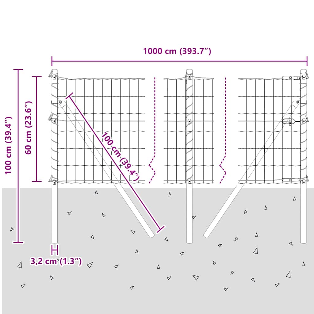 Ograda s postovima Srebrno 0,6 x 10 m Čelik i PVC