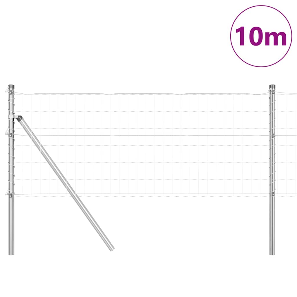 Ograda s postovima Srebrno 0,6 x 10 m Čelik i PVC