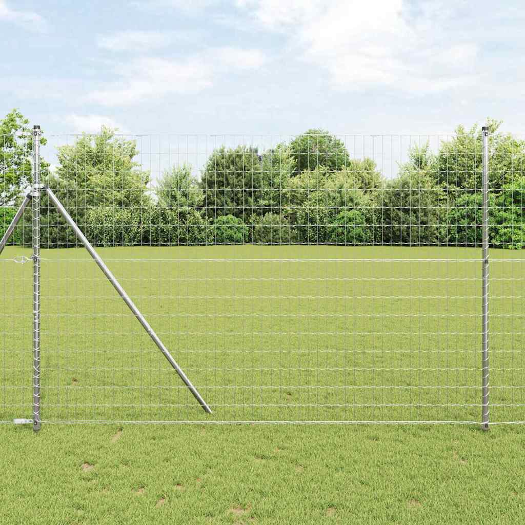 Ograda s postovima Srebrno 1,5 x 10 m Čelik i PVC