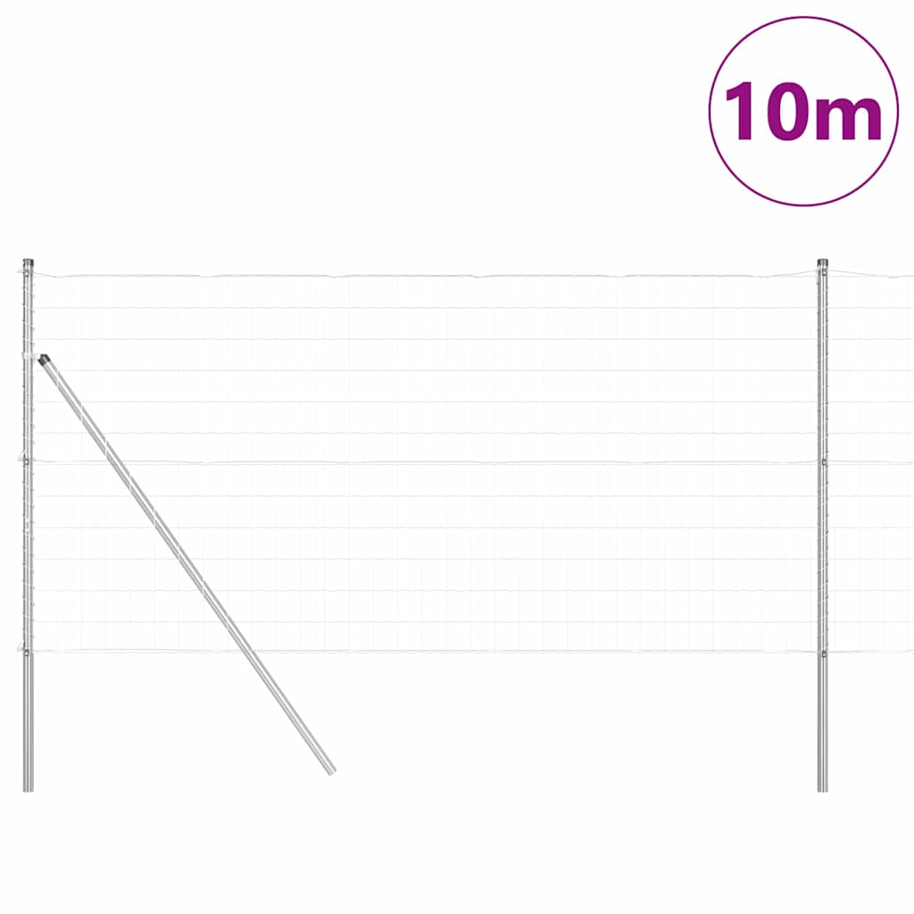 Ograda s postovima Srebrno 1,2 x 10 m Čelik i PVC