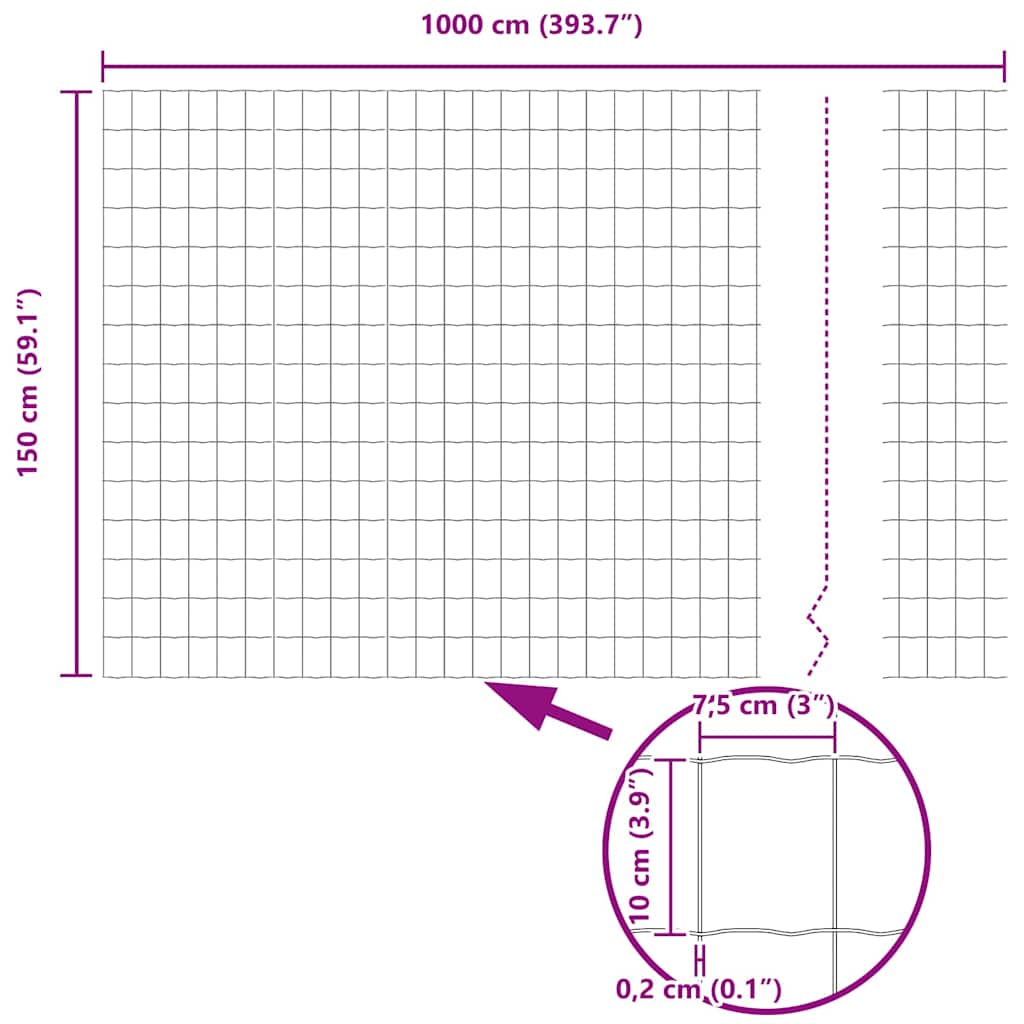 Ograda s postovima Srebrno 1,5 x 10 m Čelik i PVC