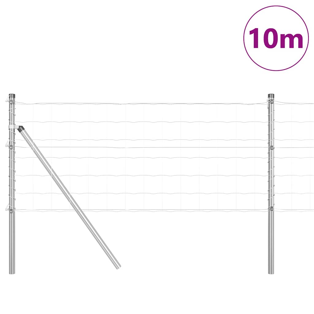Ograda s postovima Srebrno 0,6 x 10 m Čelik i PVC