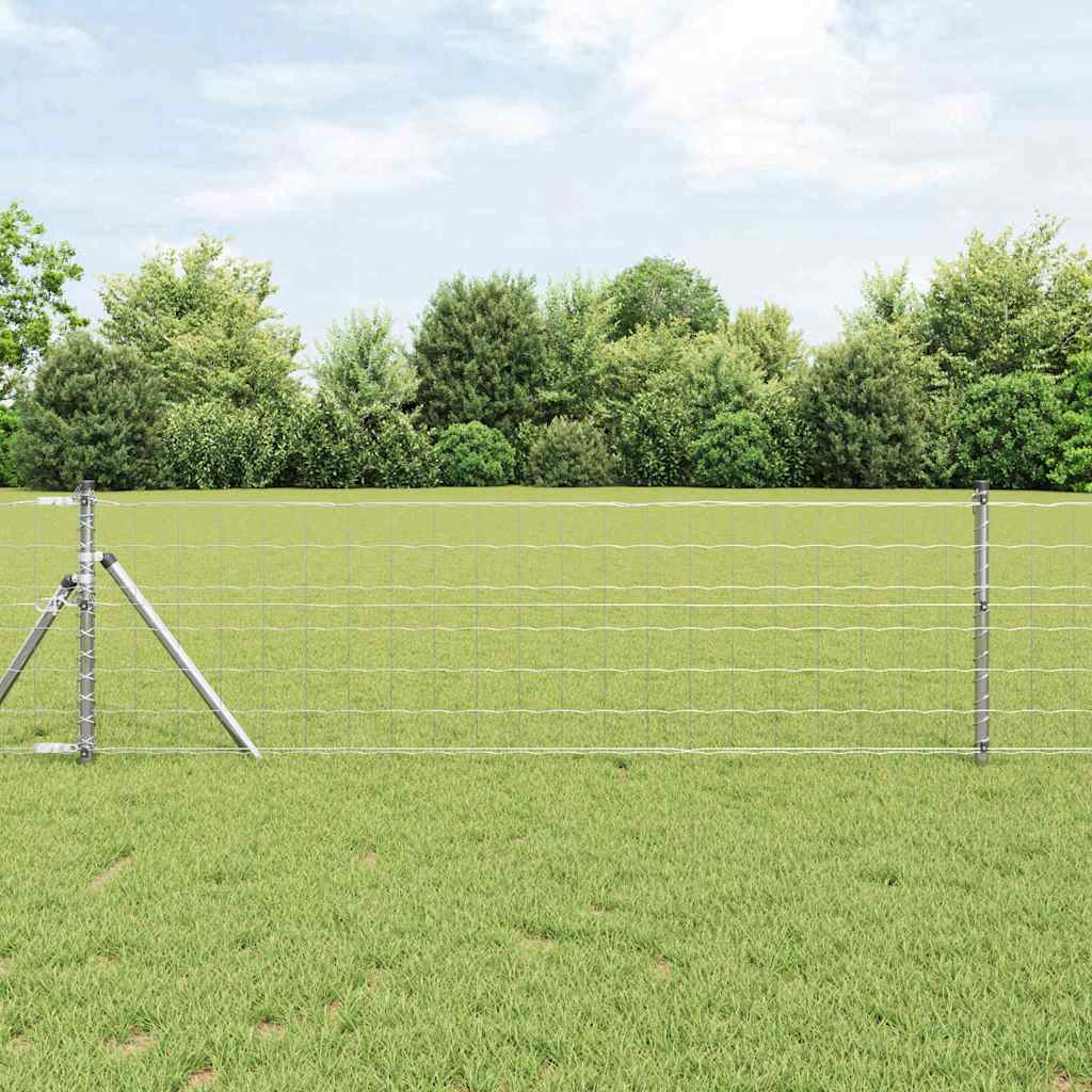 Ograda s postovima Srebrno 0,8 x 10 m Čelik i PVC