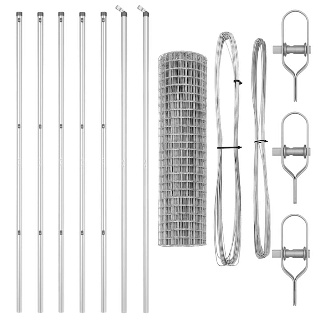 Ograda s postovima Srebrno 1,4 x 10 m Čelik i PVC