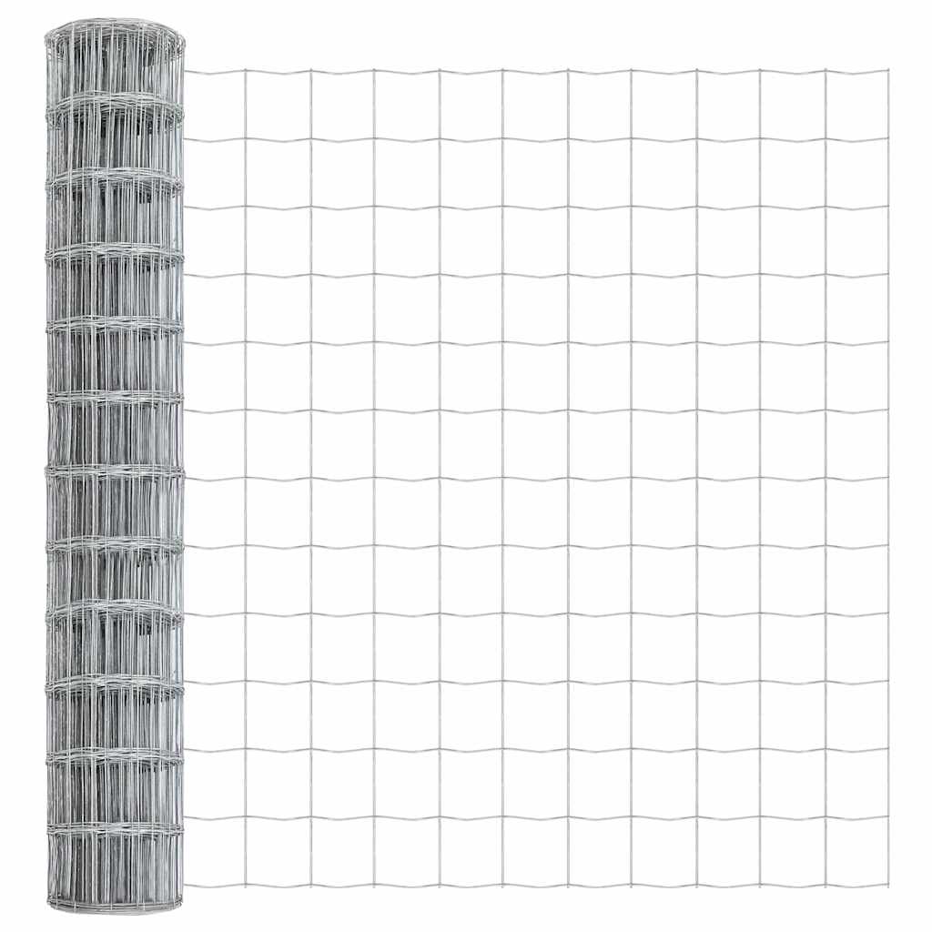 Ograda s postovima Srebrno 1,4 x 10 m Čelik i PVC