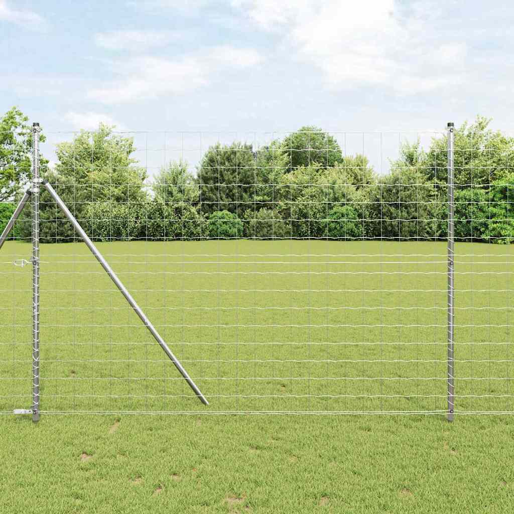 Ograda s postovima Srebrno 1,6 x 10 m Čelik i PVC