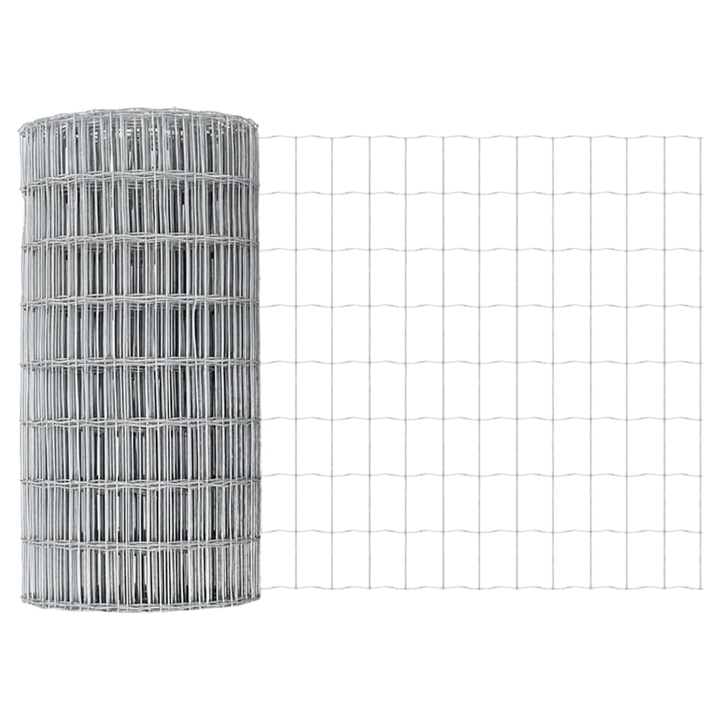 Ograda s postovima Srebrno 0,4 x 25 m Čelik i PVC