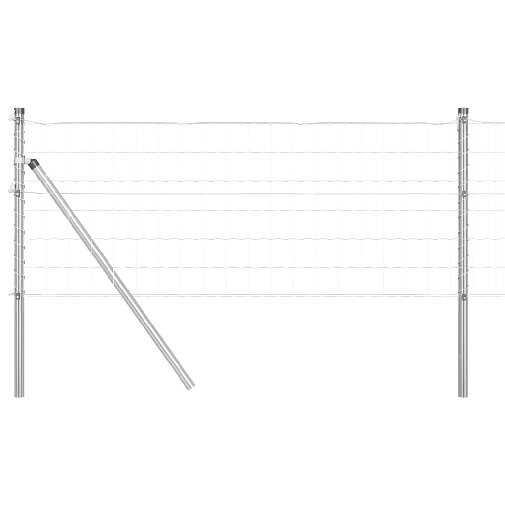 Ograda s postovima Srebrno 0,6 x 25 m Čelik i PVC