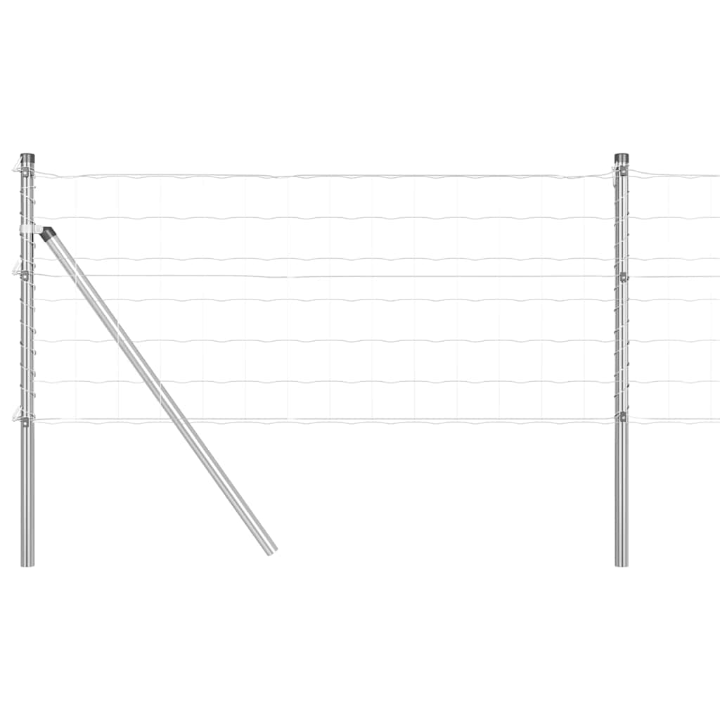 Ograda s postovima Srebrno 0,4 x 25 m Čelik i PVC