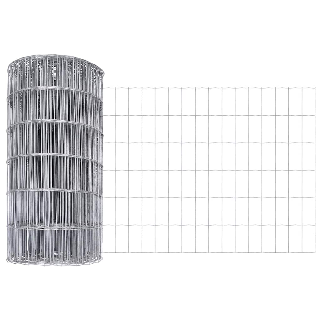 Ograda s postovima Srebrno 0,6 x 50 m Čelik i PVC