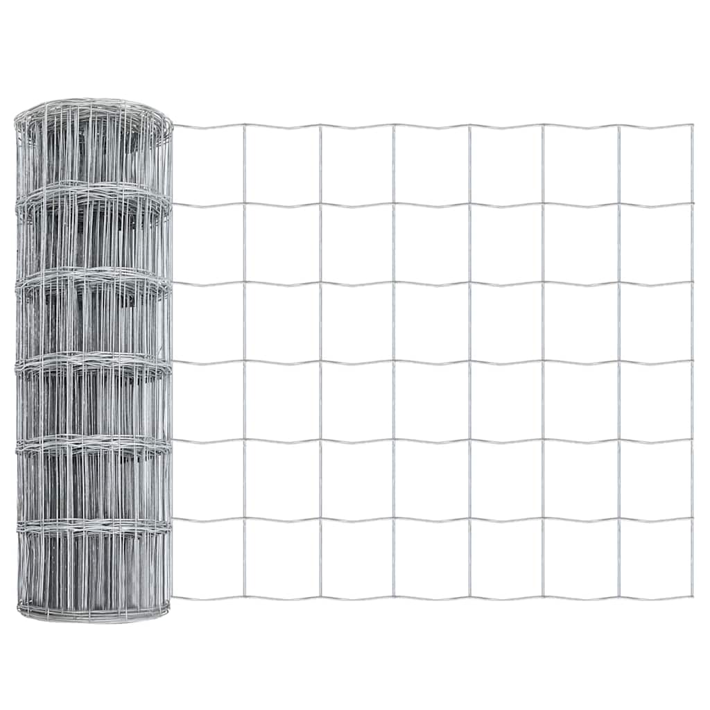 Ograda s postovima Srebrno 0,6 x 50 m Čelik i PVC