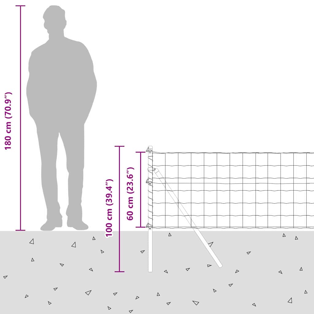Ograda s postovima Srebrno 0,6 x 50 m Čelik i PVC