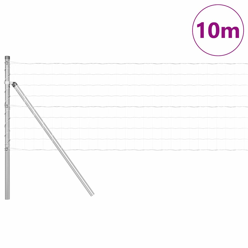 Ograda s postovima Srebrno 0,8 x 10 m Čelik i PVC