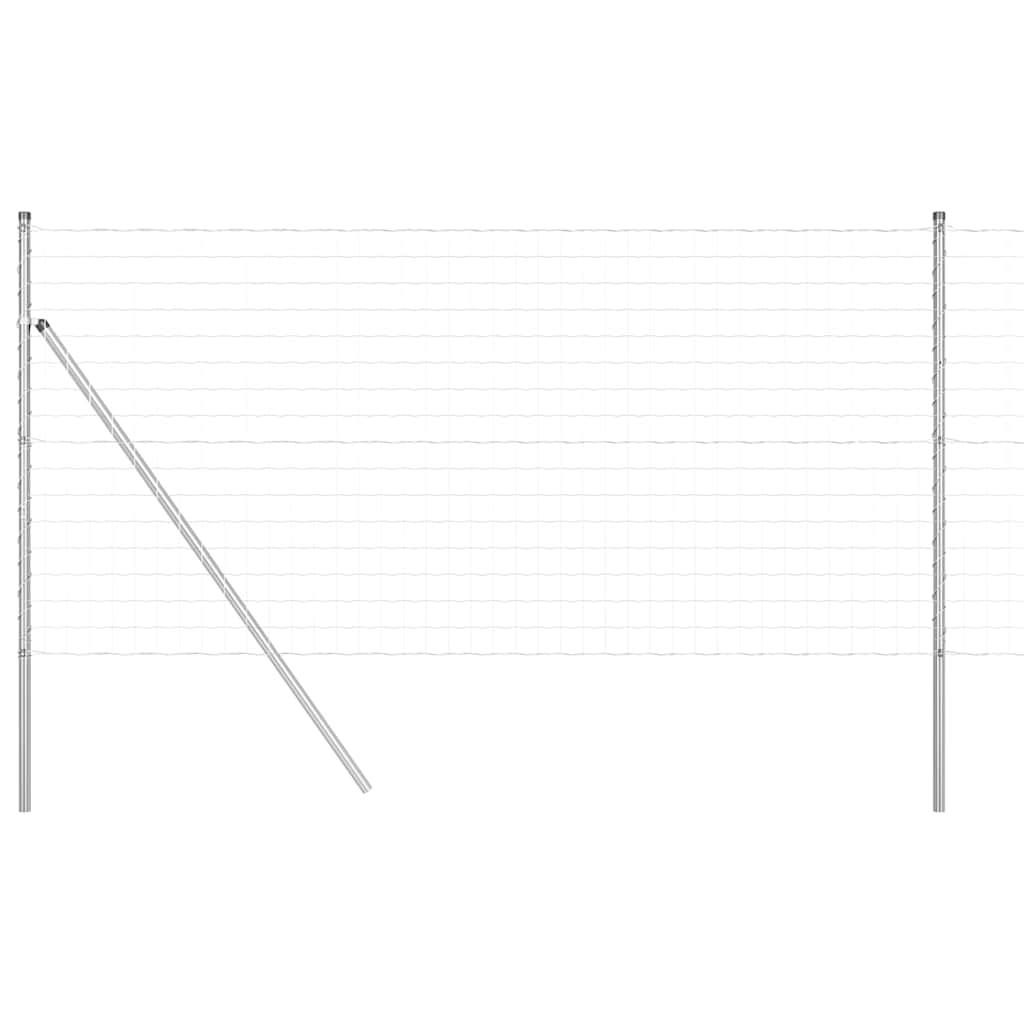 Ograda s postovima Srebrno 1 x 10 m Čelik i PVC