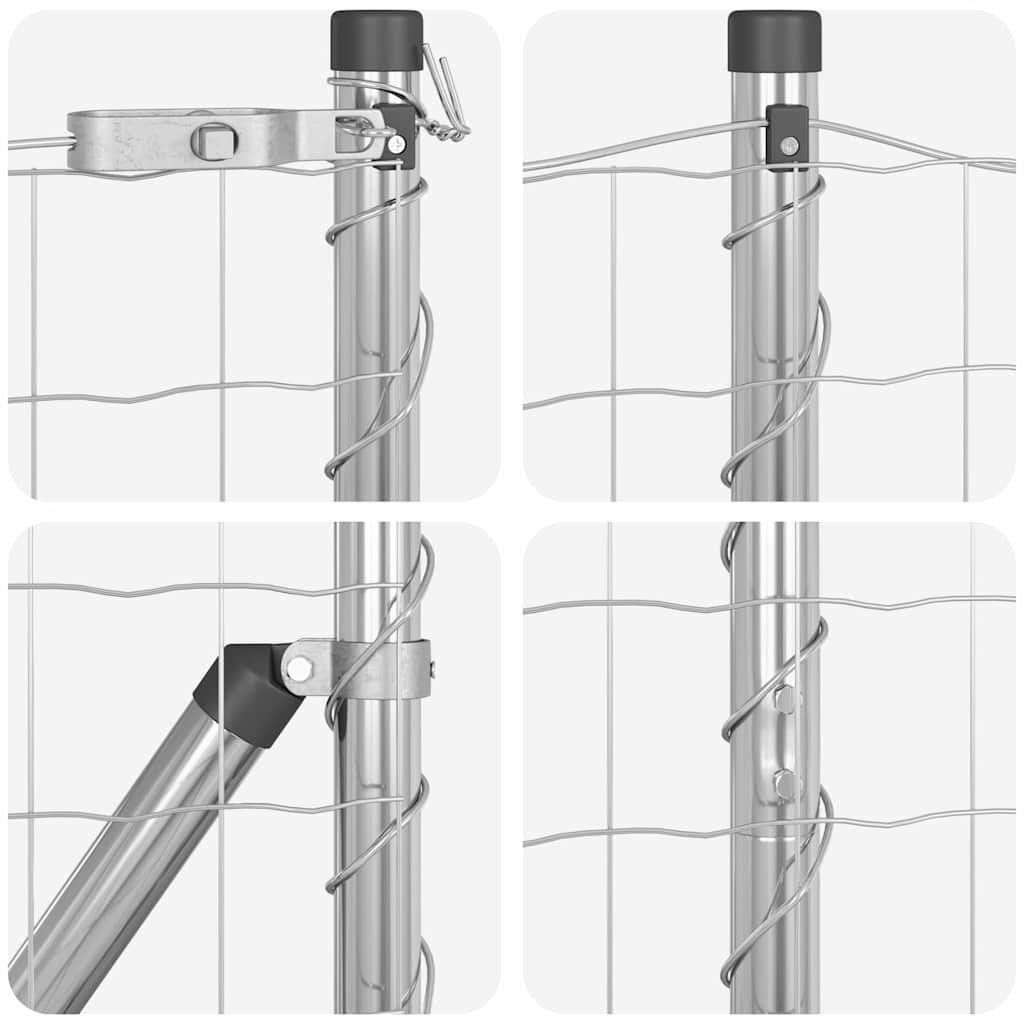 Ograda s postovima Srebrno 1,4 x 10 m Čelik i PVC