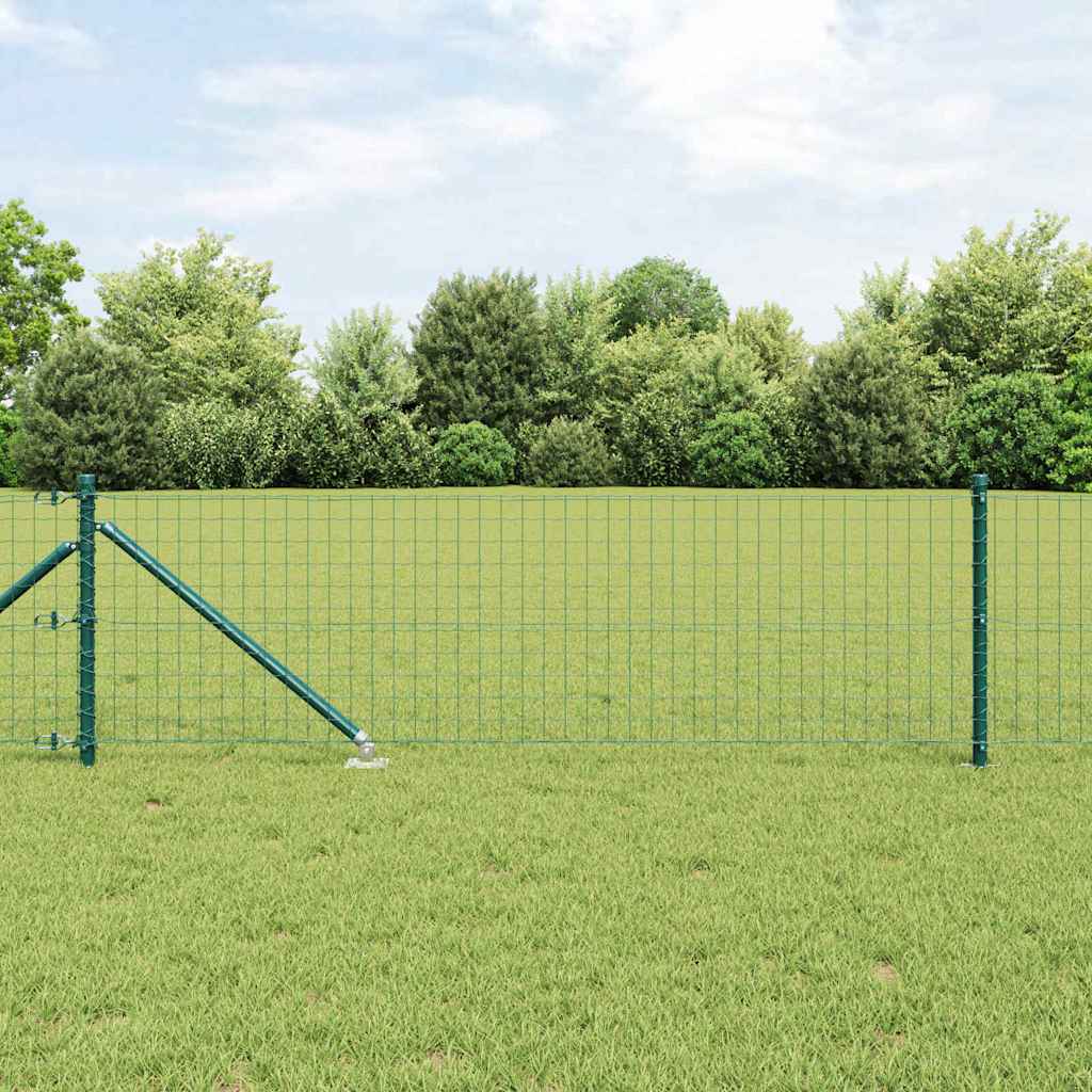 Ograda s postovima Zelena 0,6 x 10 m Čelik i PVC
