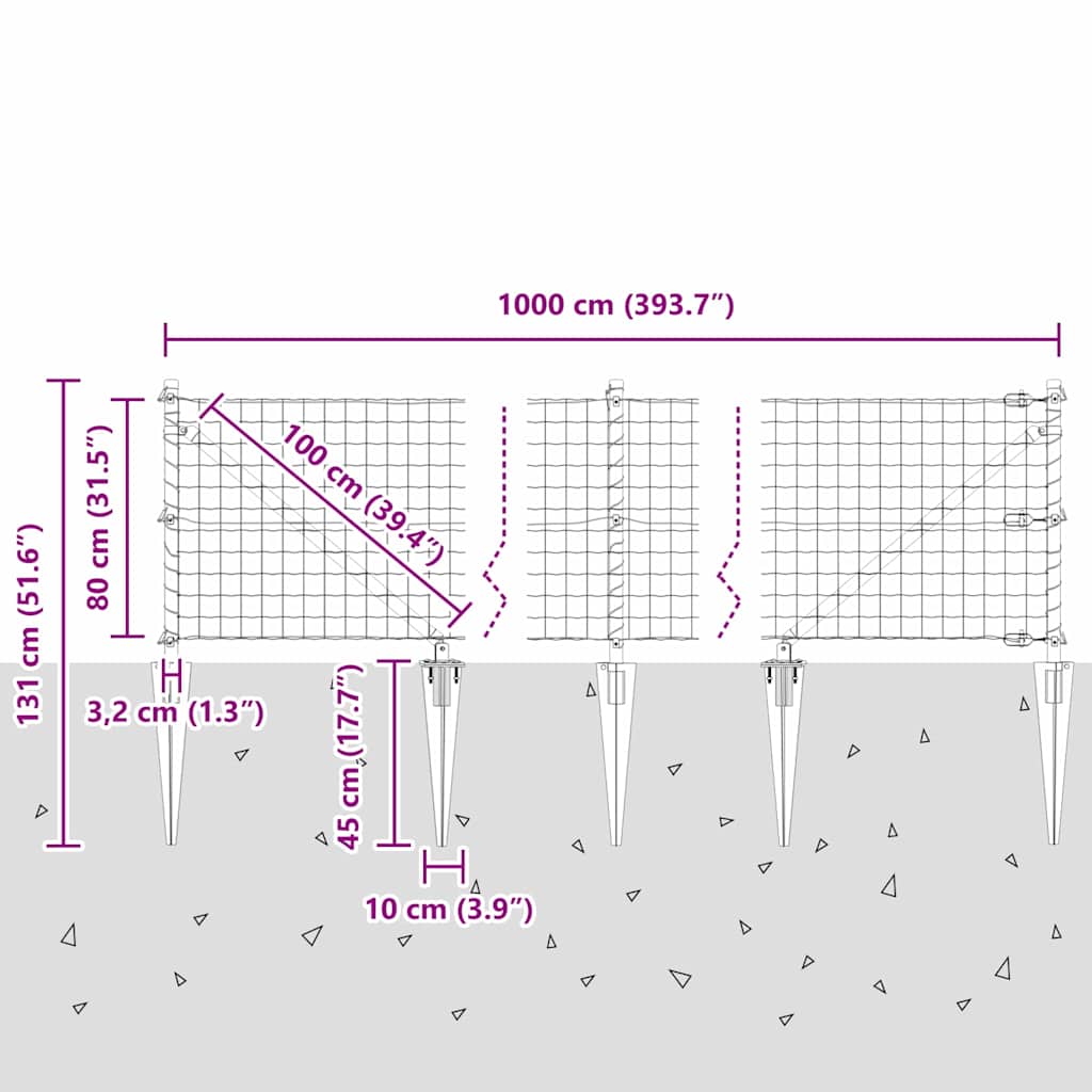 Ograda s postovima Zelena 0,8 x 10 m Čelik i PVC