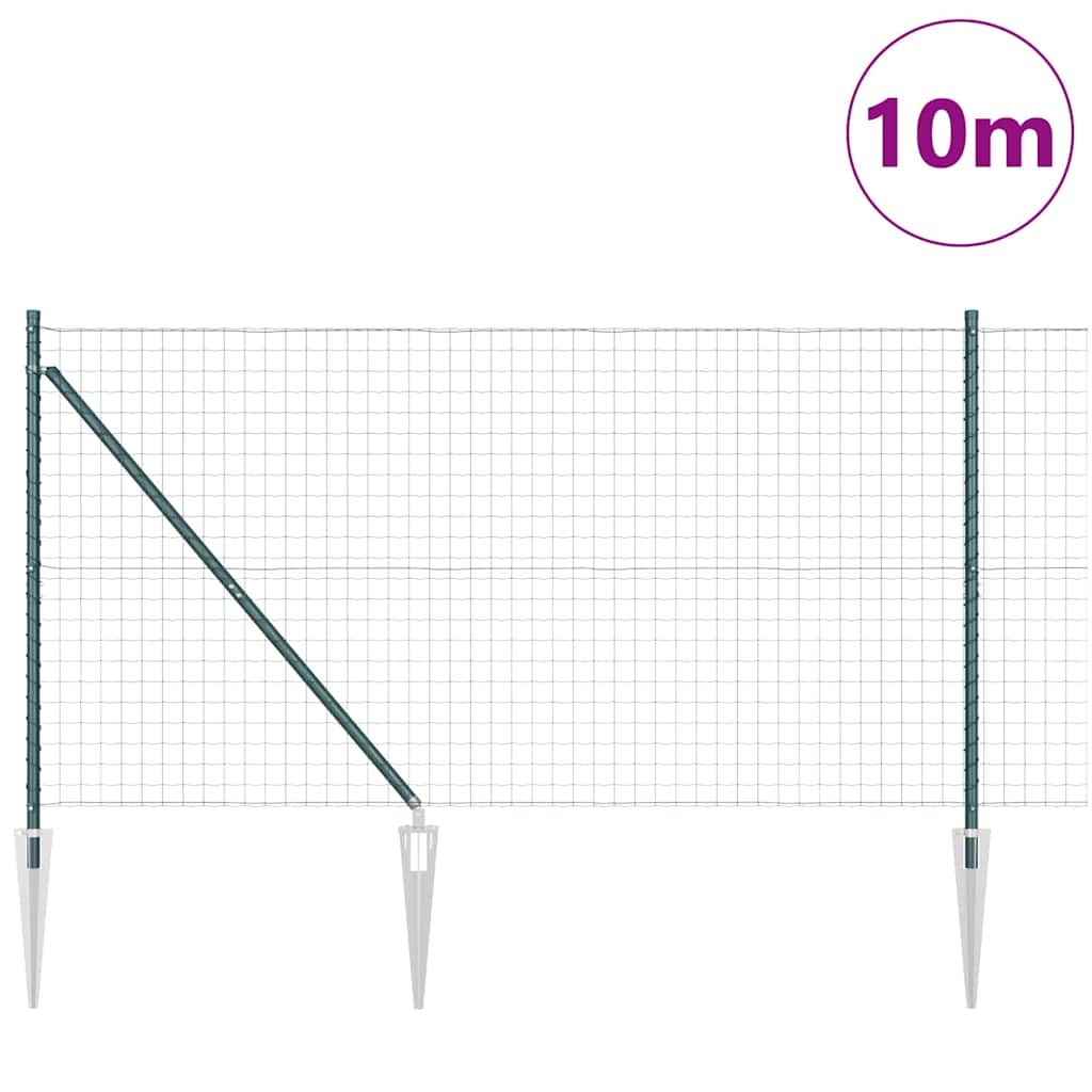 Ograda s postovima Zelena 1,4 x 10 m Čelik i PVC