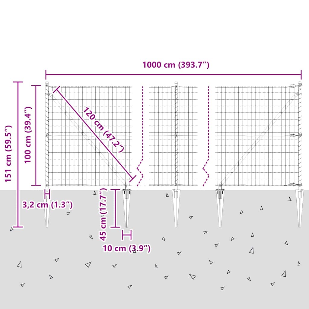 Ograda s postovima Zelena 1 x 10 m Čelik i PVC