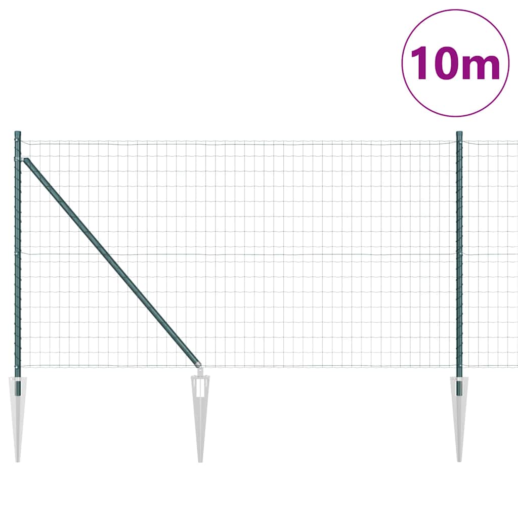 Ograda s postovima Zelena 1 x 10 m Čelik i PVC