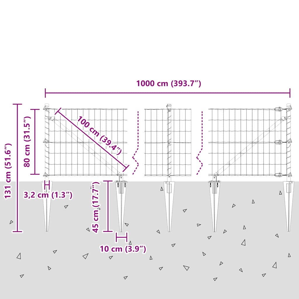 Ograda s postovima Zelena 0,8 x 10 m Čelik i PVC