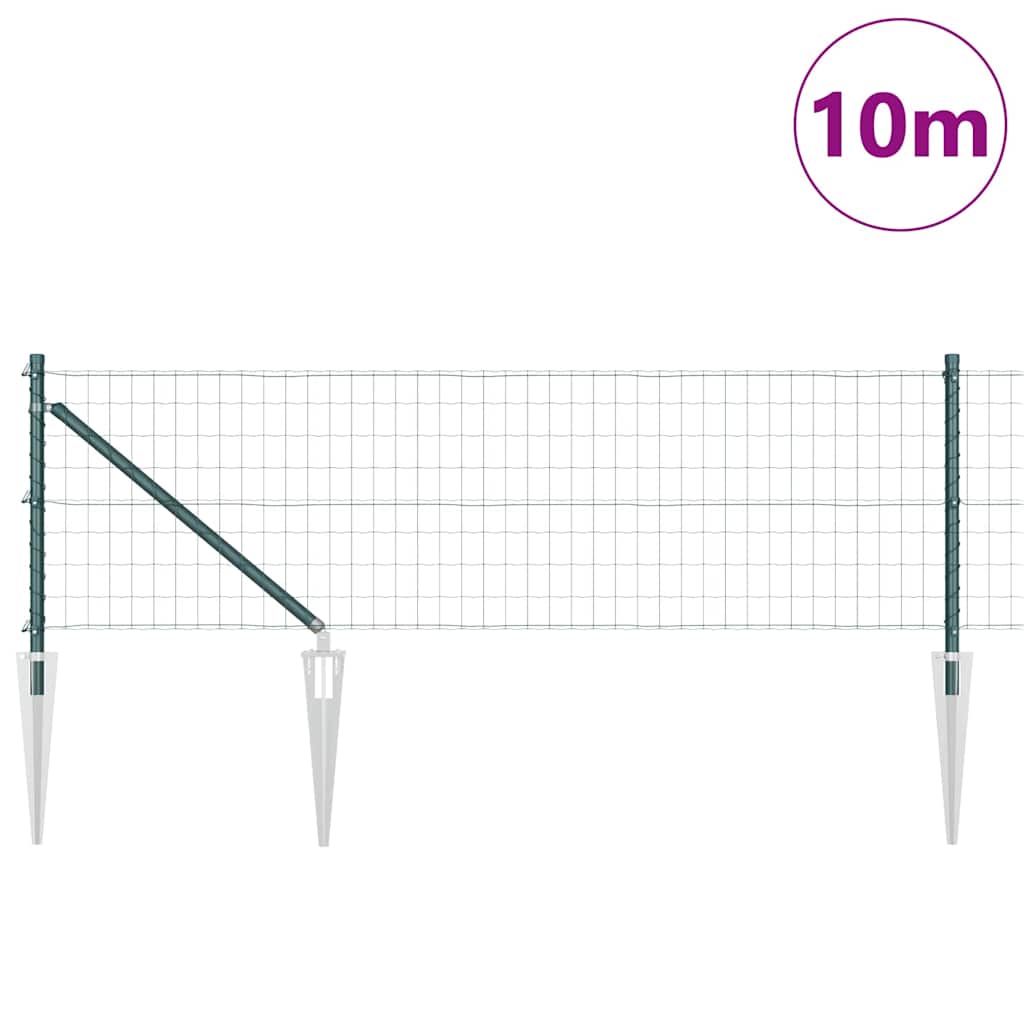 Ograda s postovima Zelena 0,8 x 10 m Čelik i PVC