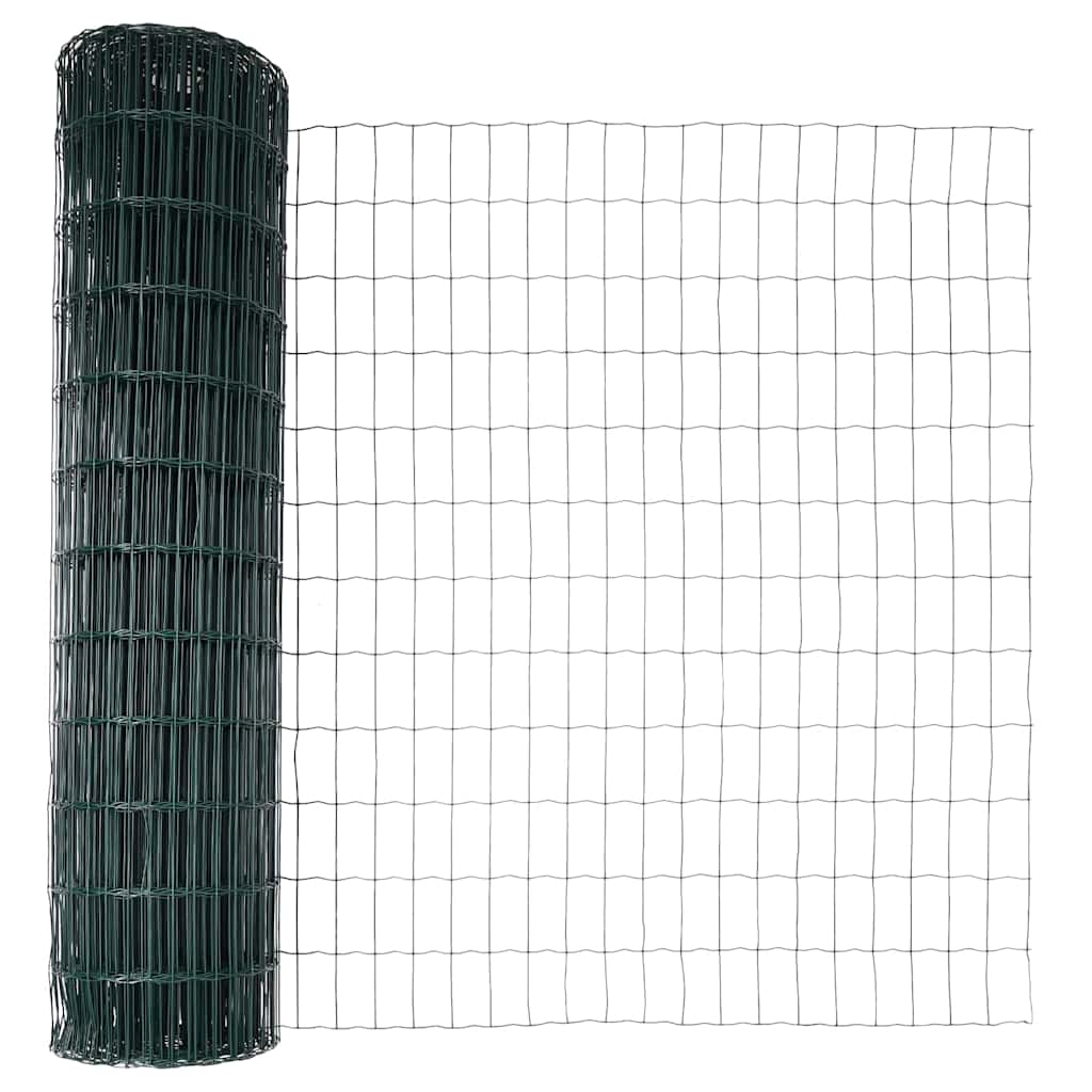 Ograda s postovima Zelena 1 x 10 m Čelik i PVC