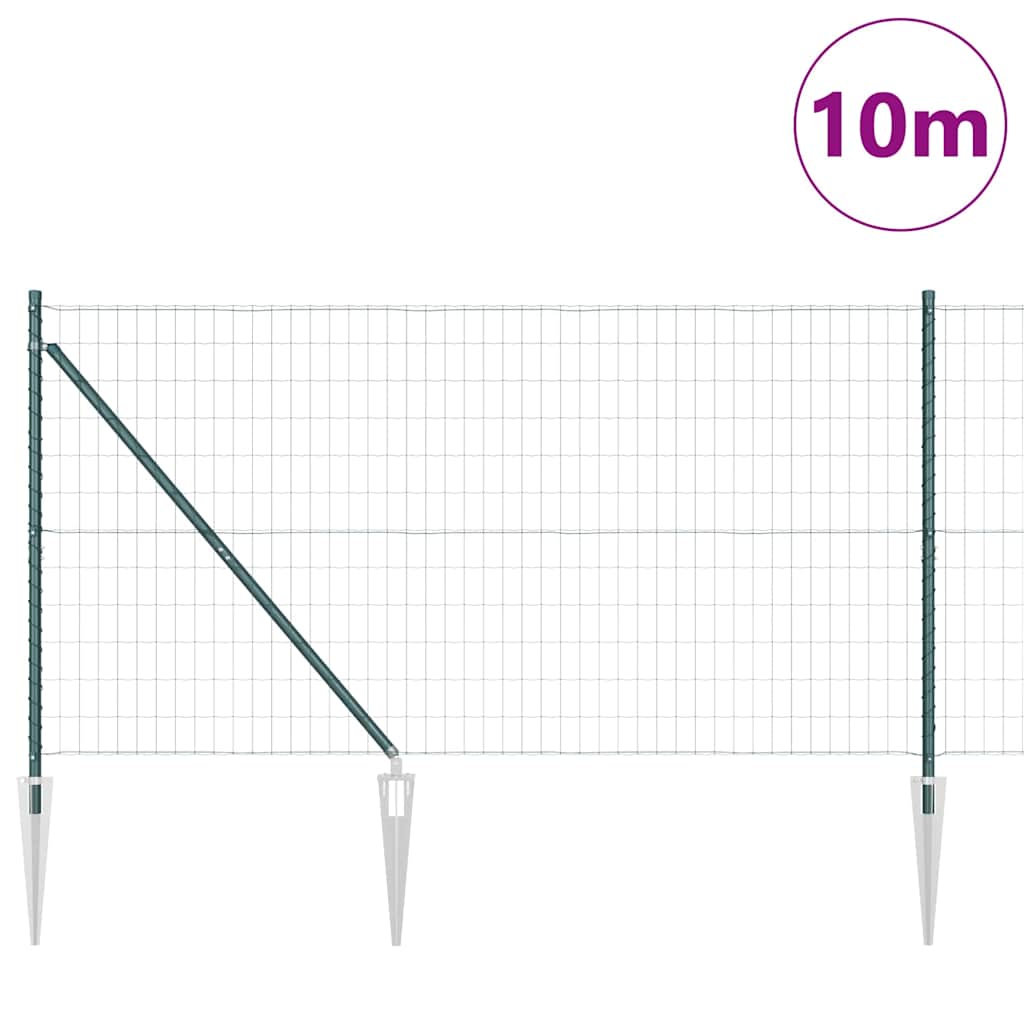 Ograda s postovima Zelena 1,2 x 10 m Čelik i PVC
