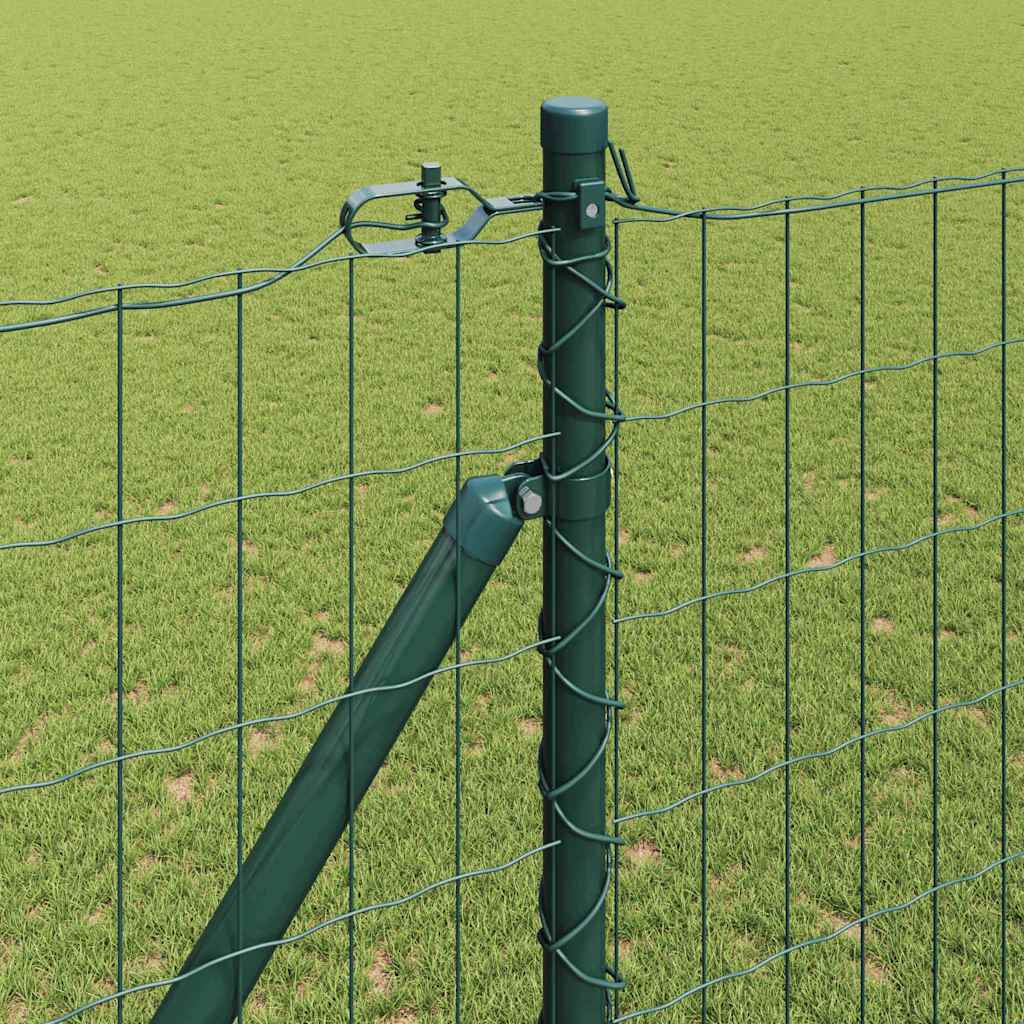 Ograda s postovima Zelena 1,5 x 10 m Čelik i PVC