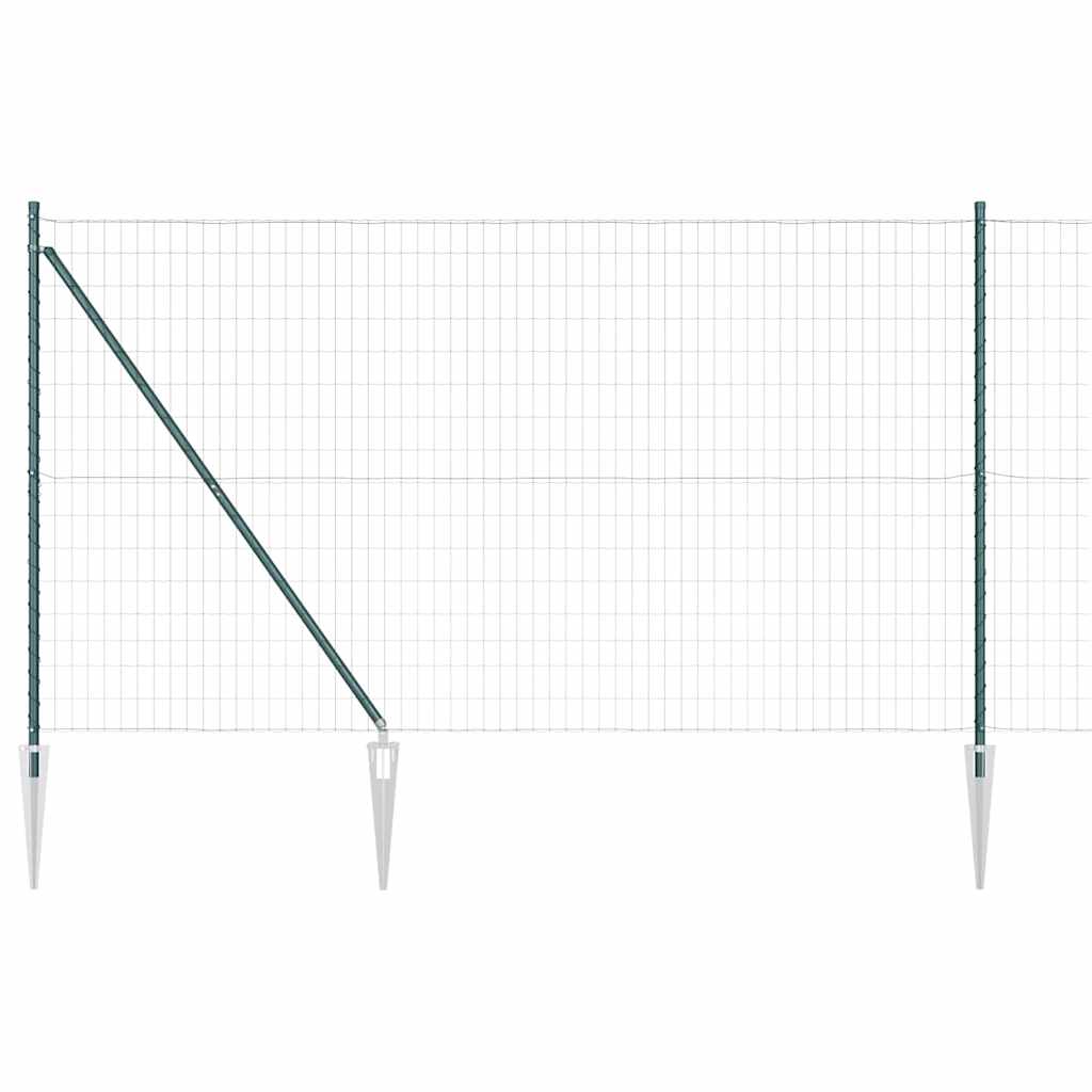 Ograda s postovima Zelena 1,5 x 10 m Čelik i PVC