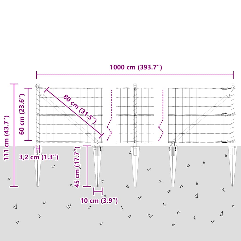 Ograda s postovima Zelena 0,6 x 10 m Čelik i PVC