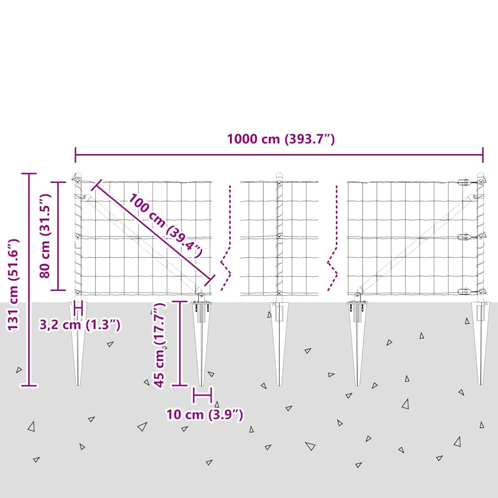 Ograda s postovima Zelena 0,8 x 10 m Čelik i PVC