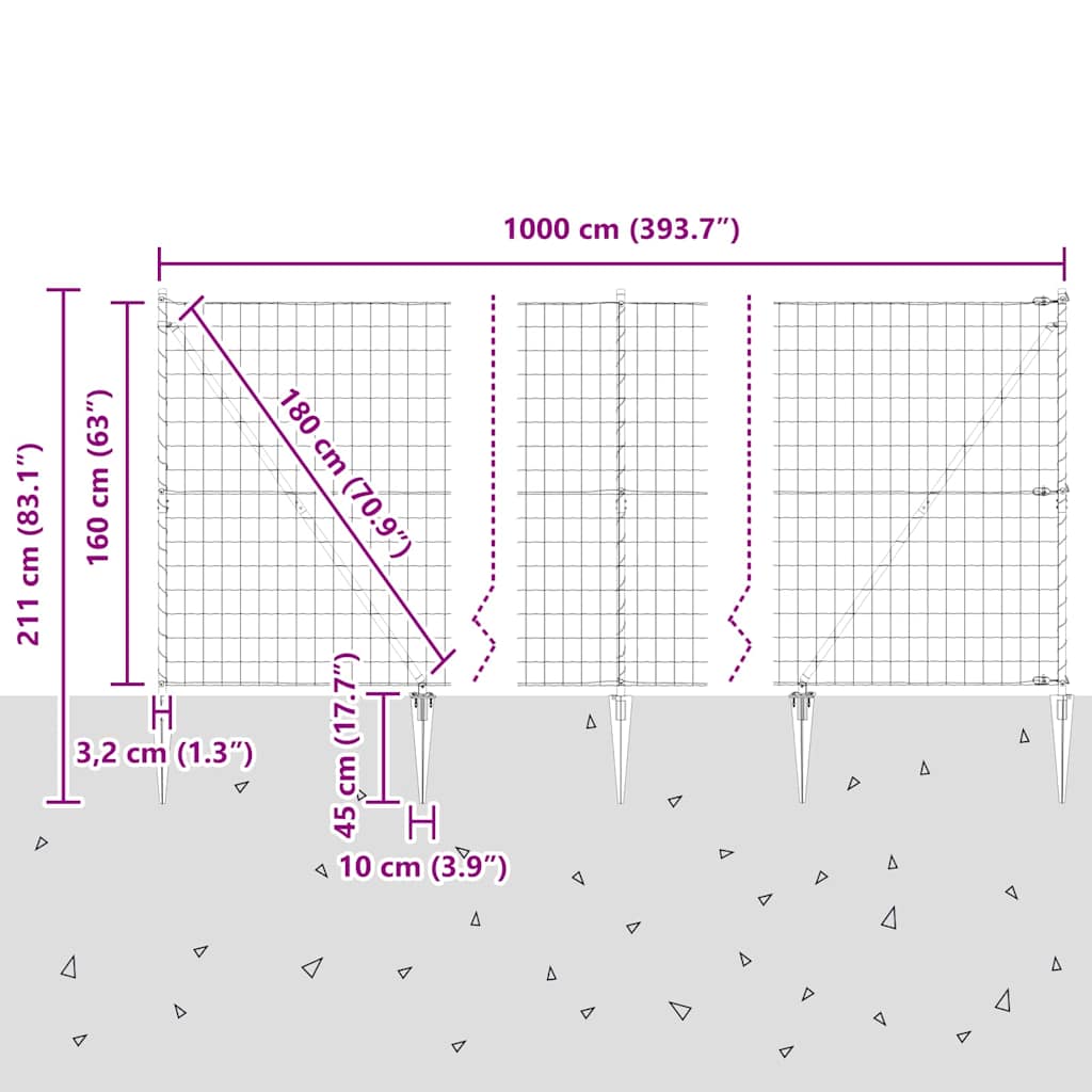 Ograda s postovima Zelena 1,6 x 10 m Čelik i PVC