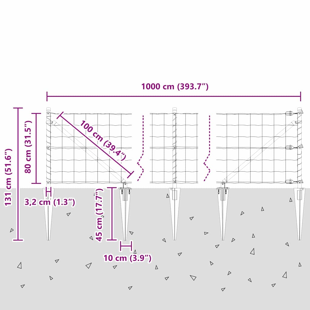 Ograda s postovima Zelena 0,8 x 10 m Čelik