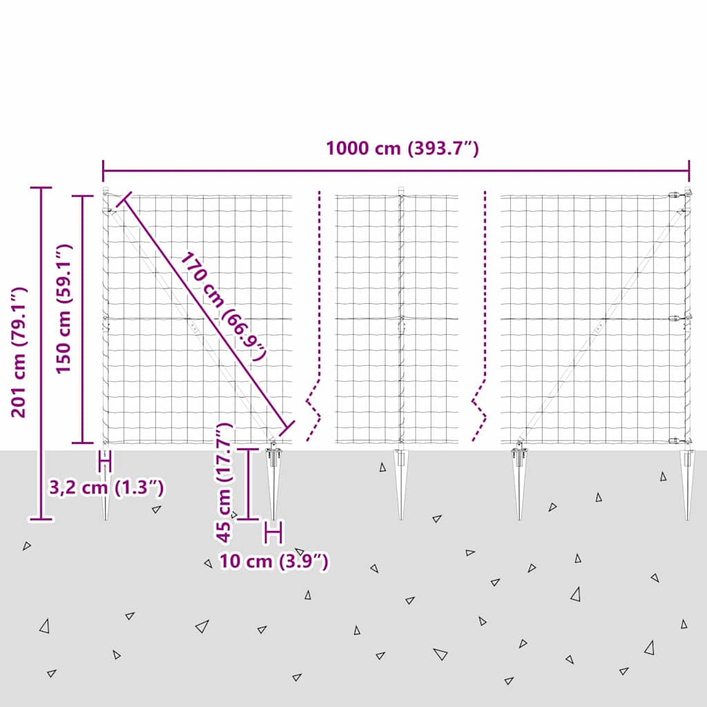 Ograda s postovima Zelena 1,5 x 10 m Čelik