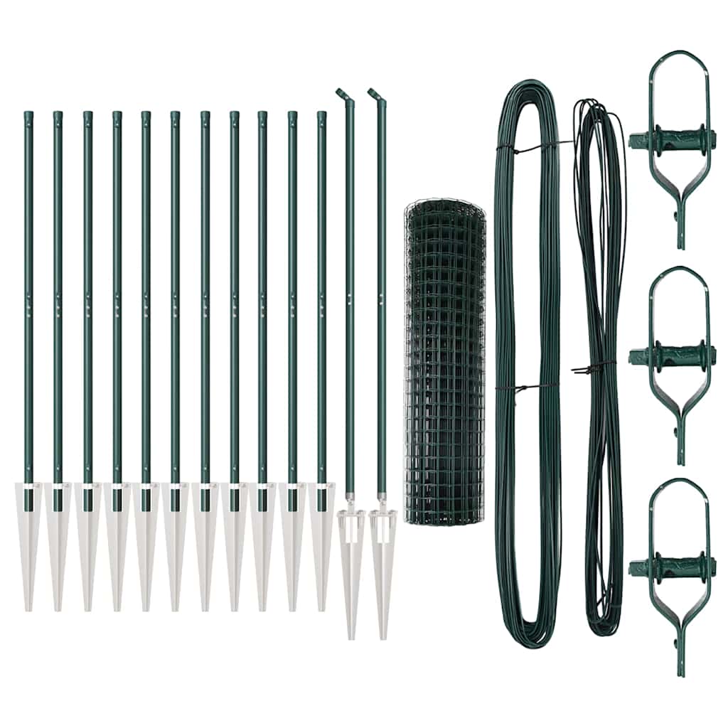 Ograda s postovima Zelena 1,2 x 25 m Čelik i PVC