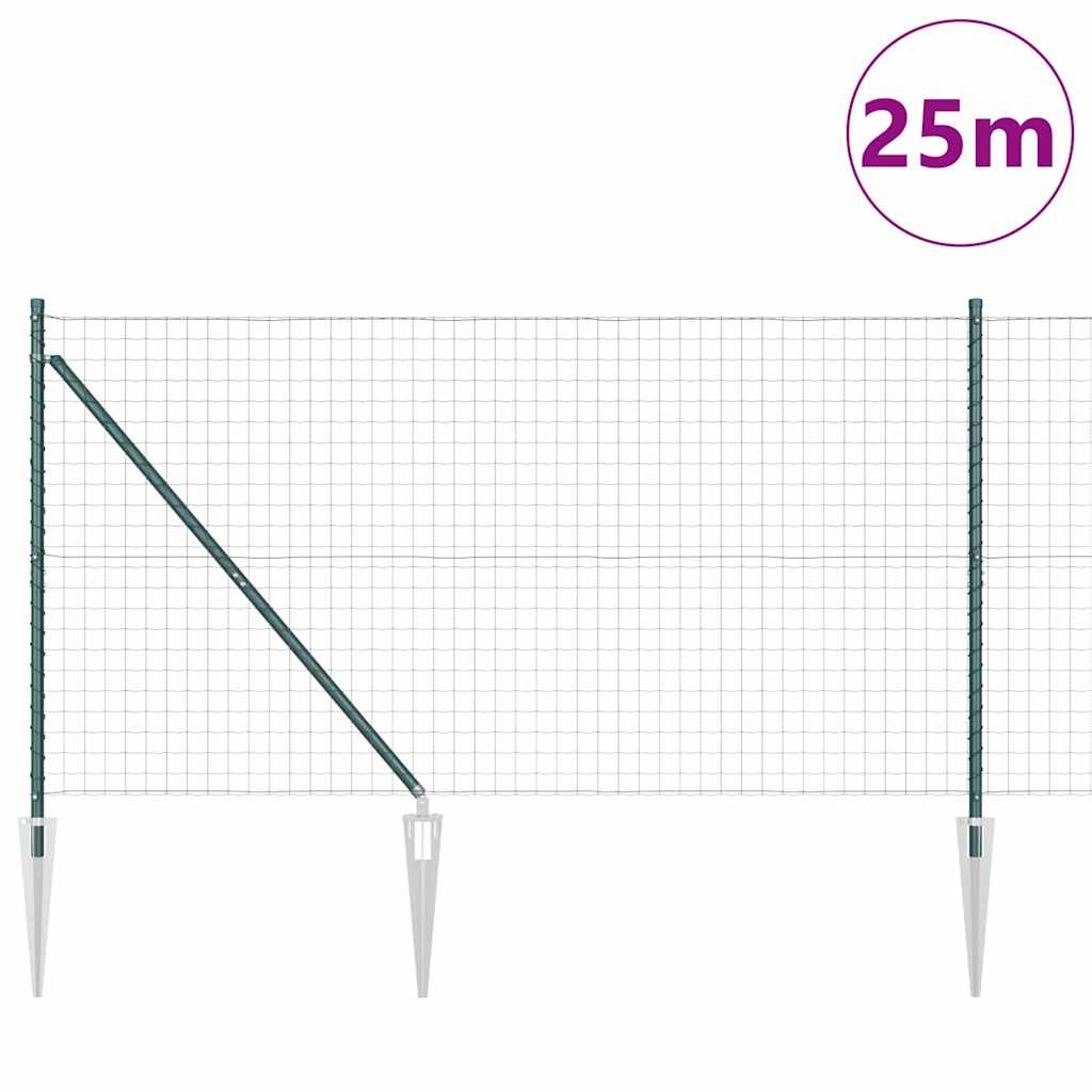Ograda s postovima Zelena 1,2 x 25 m Čelik i PVC