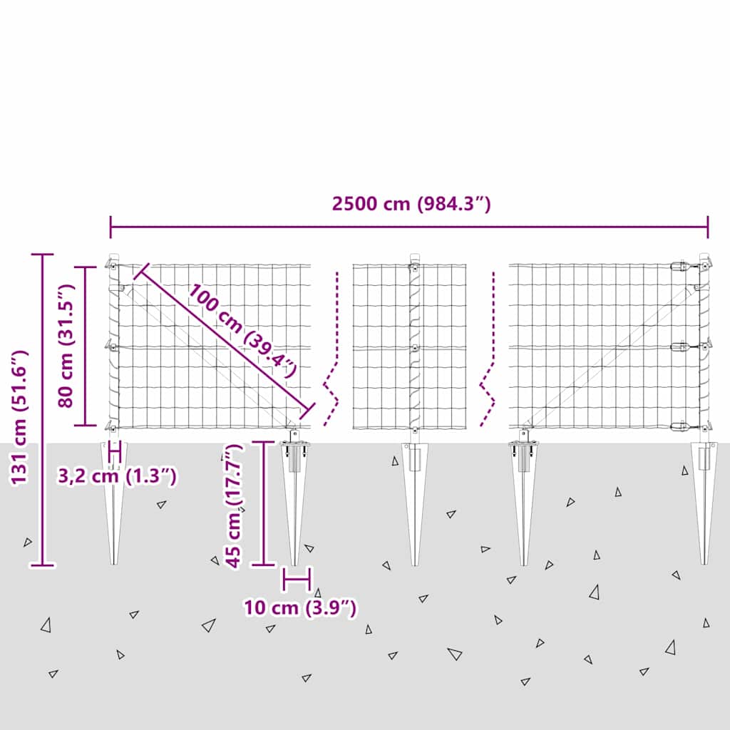 Ograda s postovima Zelena 0,8 x 25 m Čelik i PVC