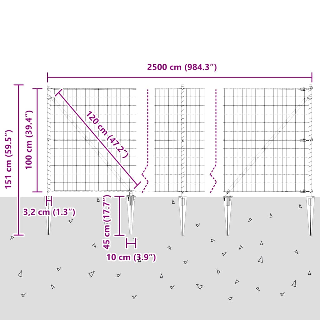 Ograda s postovima Zelena 1 x 25 m Čelik i PVC