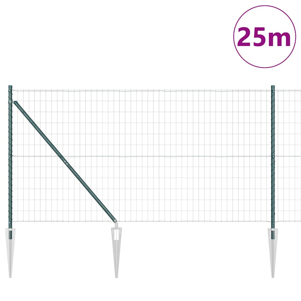 Ograda s postovima Zelena 1,2 x 25 m Čelik i PVC